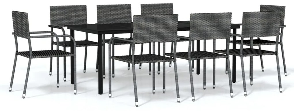 3099588 vidaXL Set de mobilier pentru grădină, 9 piese, gri