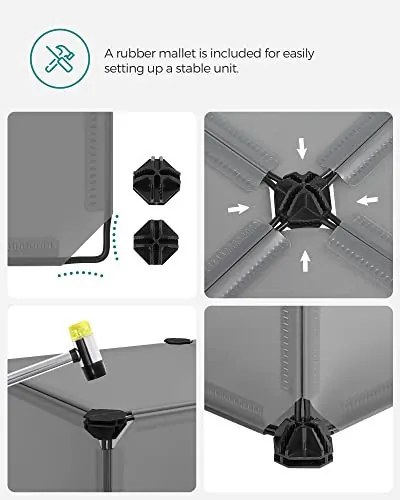 Organizator incaltaminte cu 10 compartimente, polipropilena / metal, alb / gri, Songmics