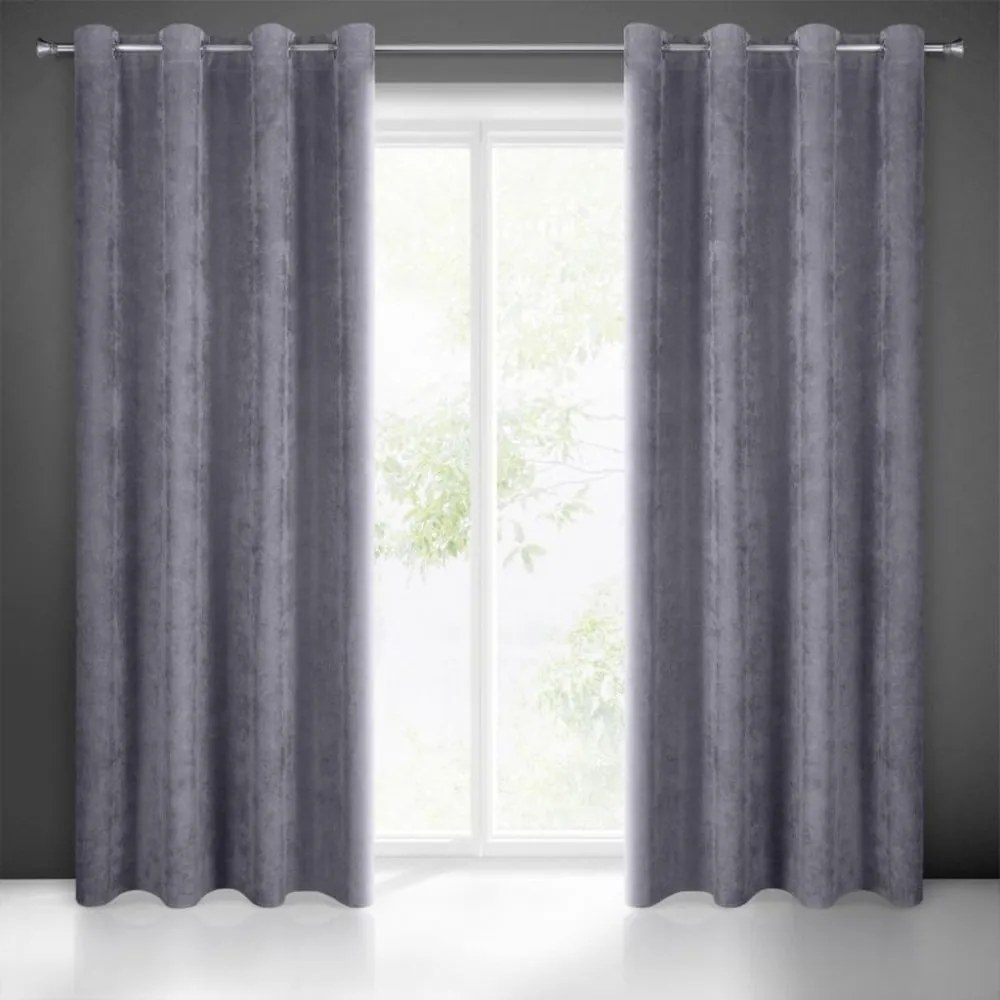 Draperie de culoare gri cu structură de catifea 140 x 250 cm