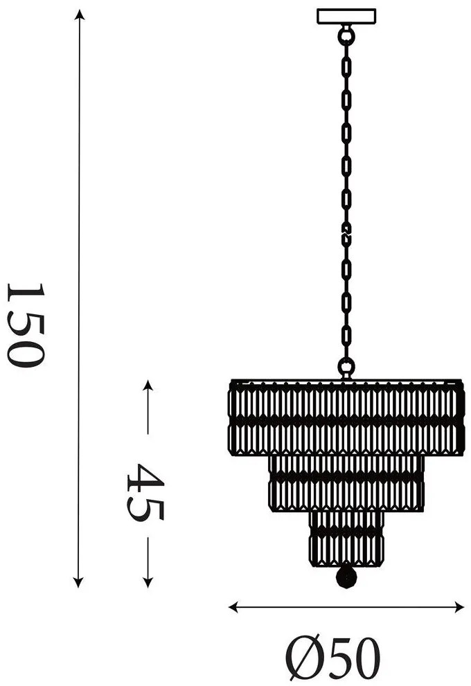 Lustra metal alama antic, cristal transparent Empire 5L