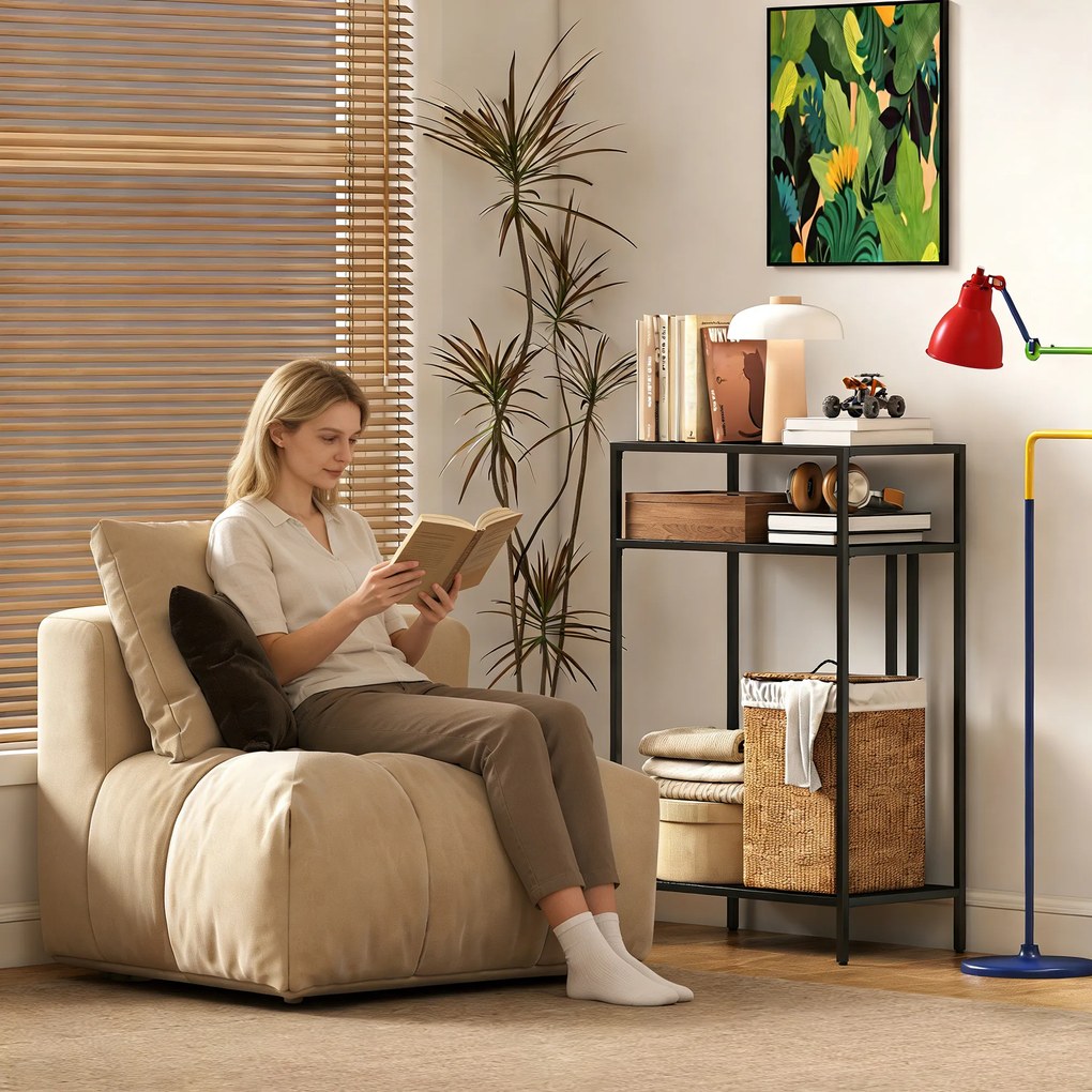 HOMCOM Consolă cu Rafturi Deschise pe 3 Niveluri, din Oțel, 55x30x85 cm, Negru | Aosom Romania