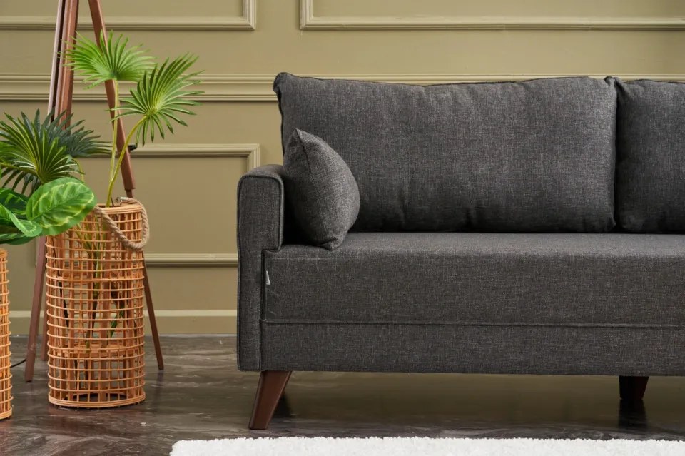 Canapea cu 2 locuri Bella Sofa, Antracit, Poliester