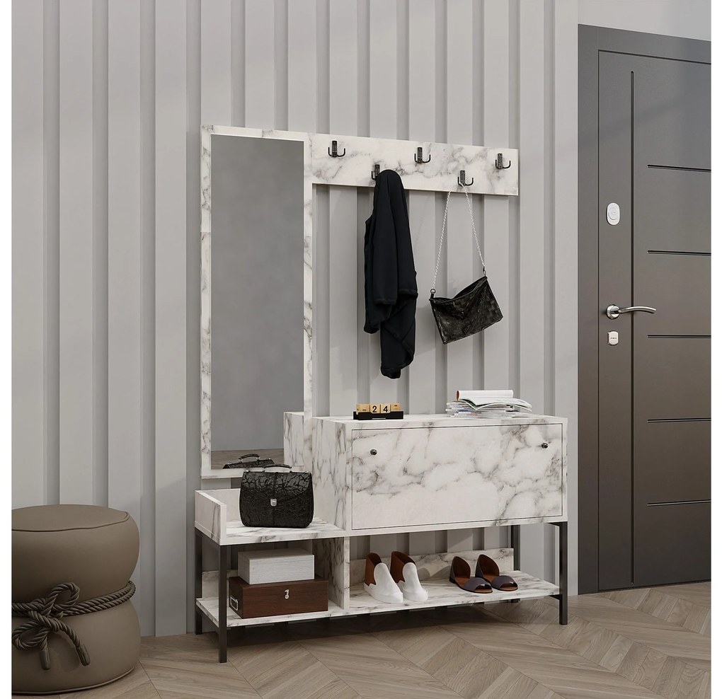 Mobilier hol Aliex 45 (marmură carrara) (cu oglindă). 1102395
