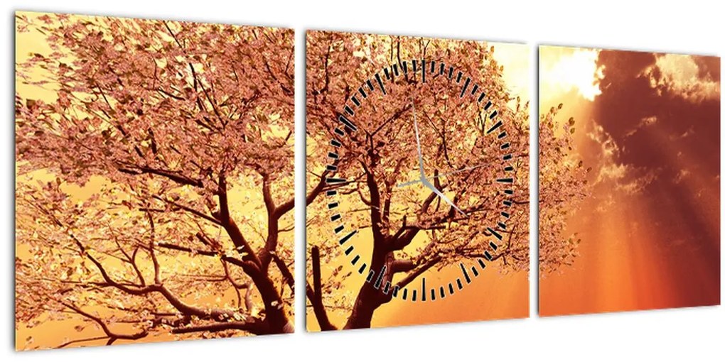 Tablou cu razele lui Dumnezeu (cu ceas) (90x30 cm)