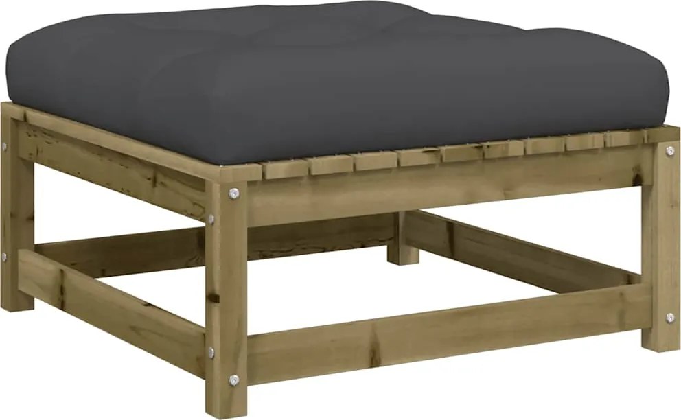 vidaXL Taburet de grădină cu pernă, lemn de pin tratat