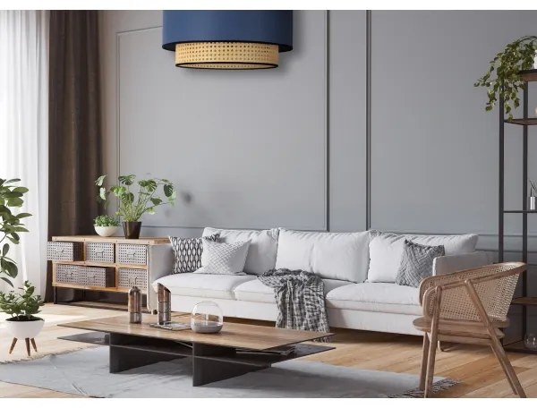 Plafonieră Duolla BOHO 1xE27/15W/230V d. 45 cm albastru/ratan