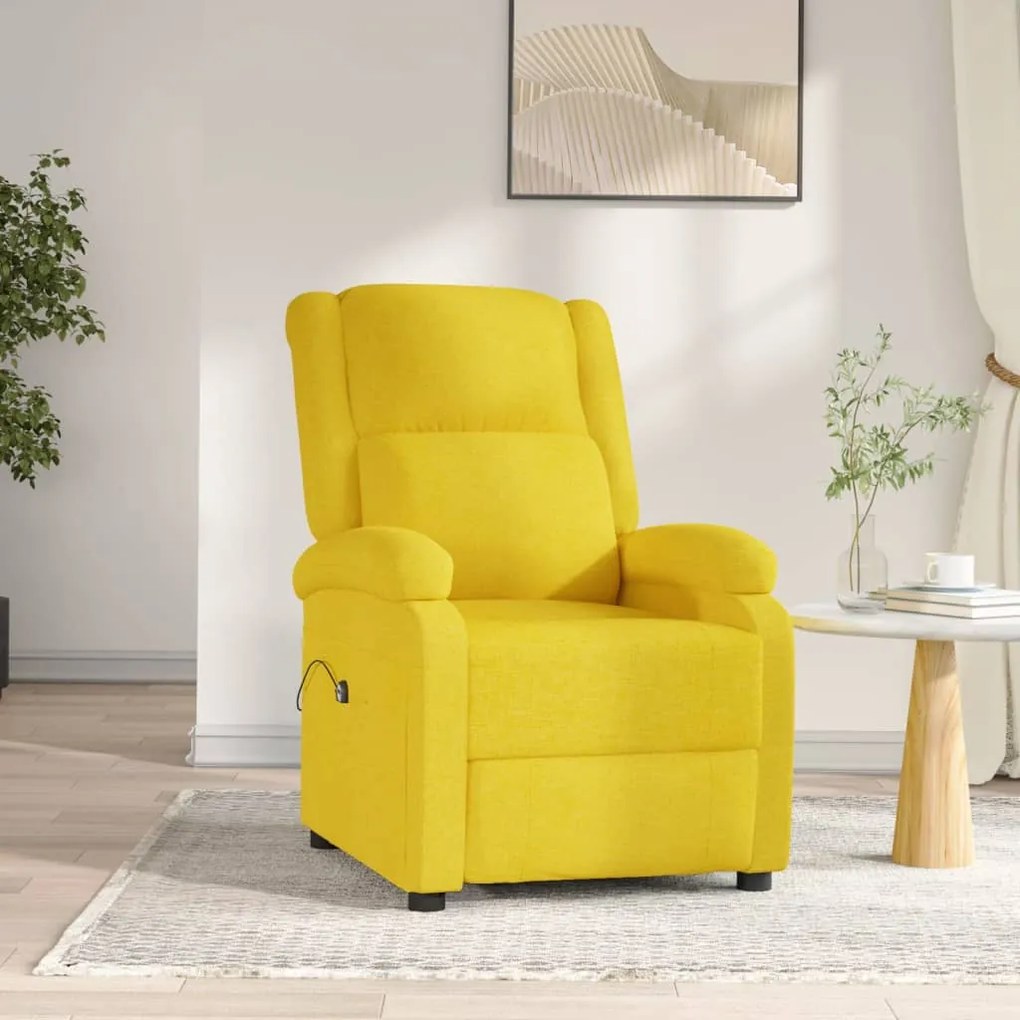 3100365 vidaXL Fotoliu rabatabil electric, galben, material textil