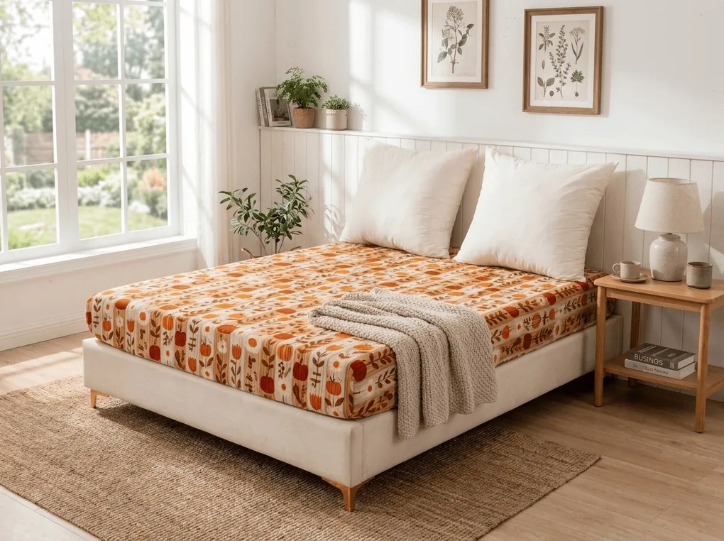 Cearsaf din microfibra PUMPKIN STRIPES colorat 90x200 cm