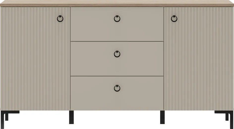Comodă, gri-maroniu Taupe/stejar silverjack, DOMCA 2D3S