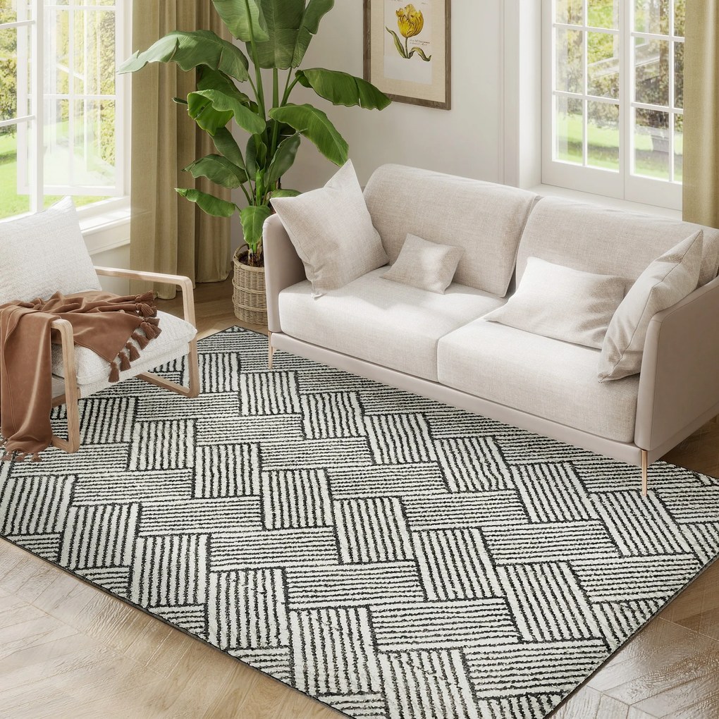HOMCOM Covor salon 200 x 140 cm blană scurtă lavabil la maşină hipoalergenic pentru salon, dormitor, birou, gri | Aosom Romania