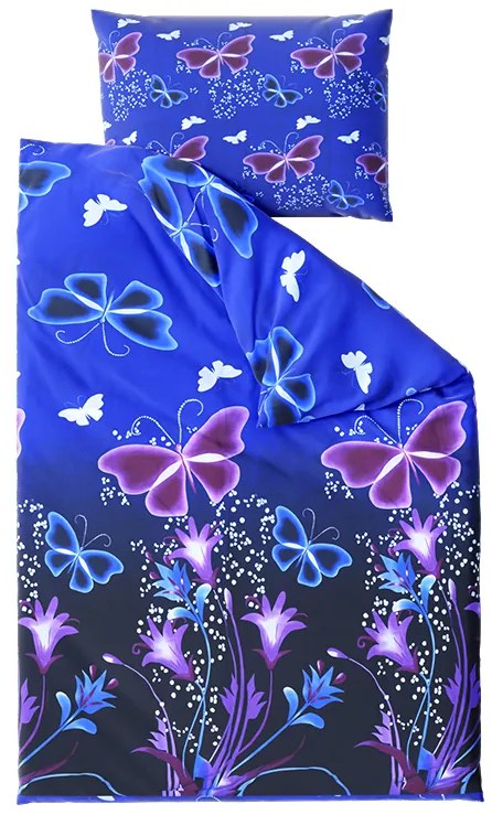 Lenjerie de pat din bumbac PURPLE BUTTERFLY albastru inchis Dimensiune lenjerie de pat: 70 x 90 cm | 140 x 200 cm