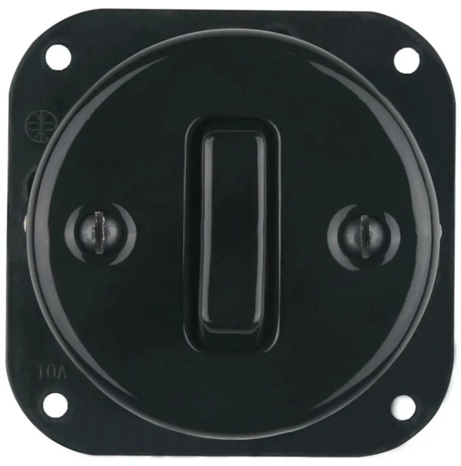 Bohemia-Design - Întrerupător retro din porțelan, fără ramă, nr. 6, negru