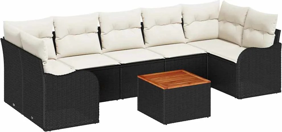 vidaXL Set de canapele pentru grădină 8 pcs Negru și Crem poliratan