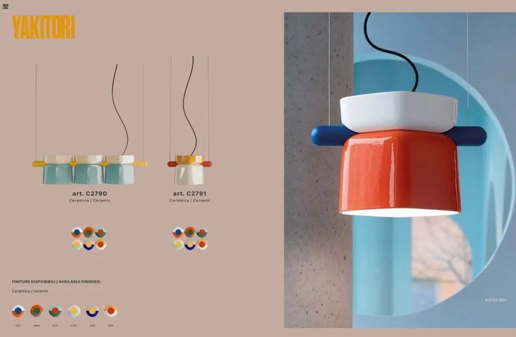 Lustra suspendata din ceramica design italian Yakitori