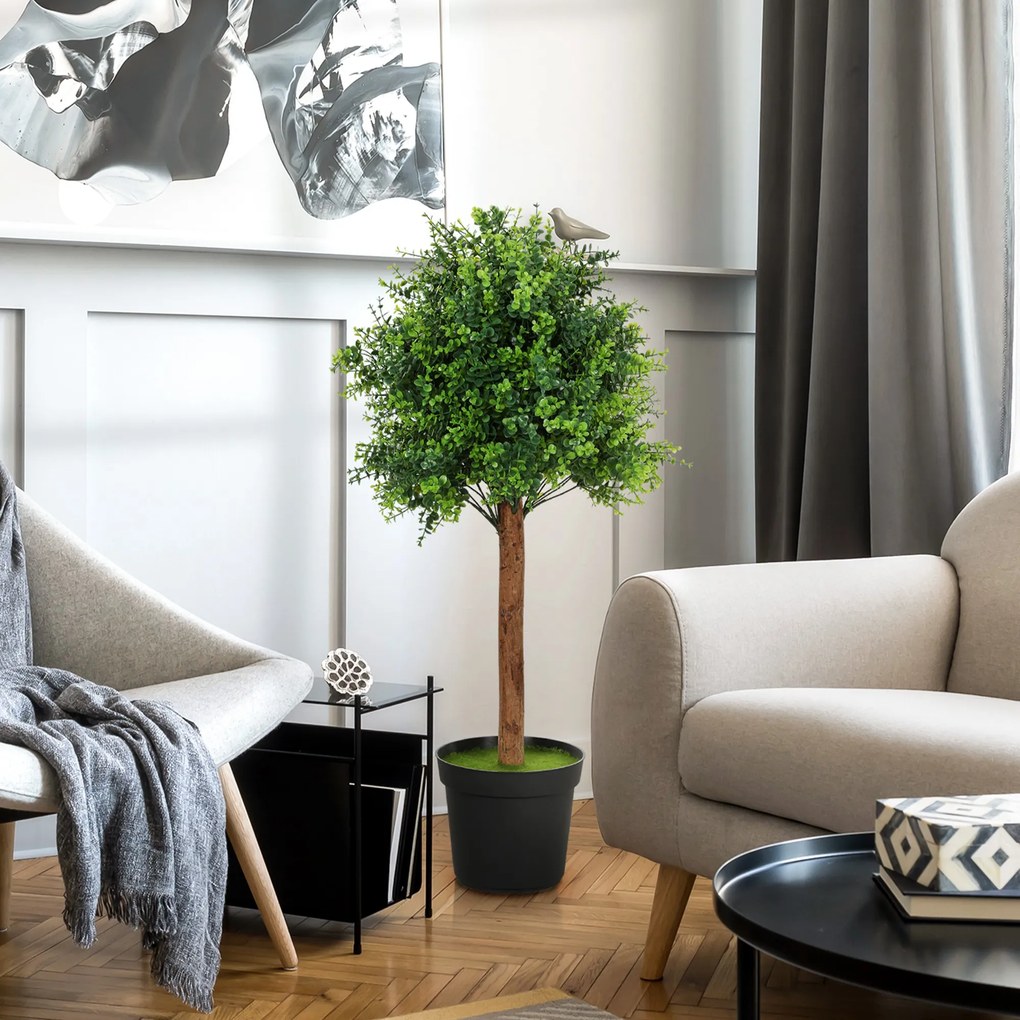HOMCOM Plantă artificială Buxus 90cm, Plantă artificială în ghiveci de plastic pentru living | Aosom Romania