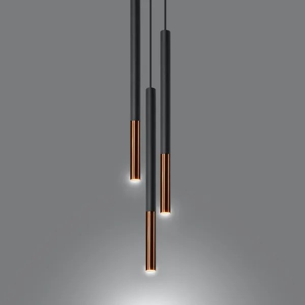 Lustră pe cablu MOSAIC 3xG9/12W/230V neagră/cuprurie