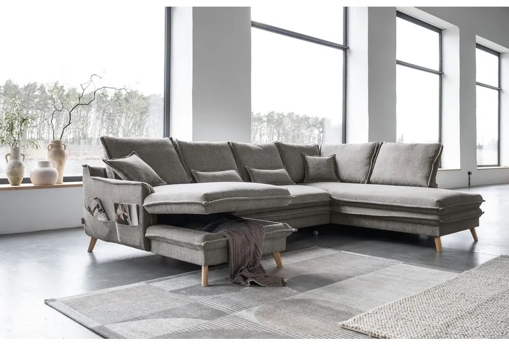 Colțar gri extensibil (cu colț pe partea dreaptă/în formă de "U") Charming Charlie – Miuform