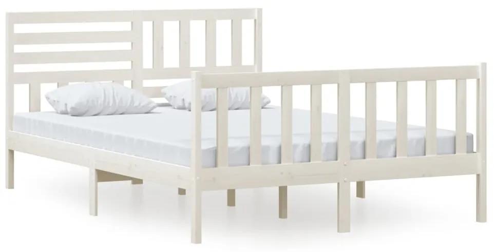 3101154 vidaXL Cadru de pat, alb, 140x200 cm, lemn masiv