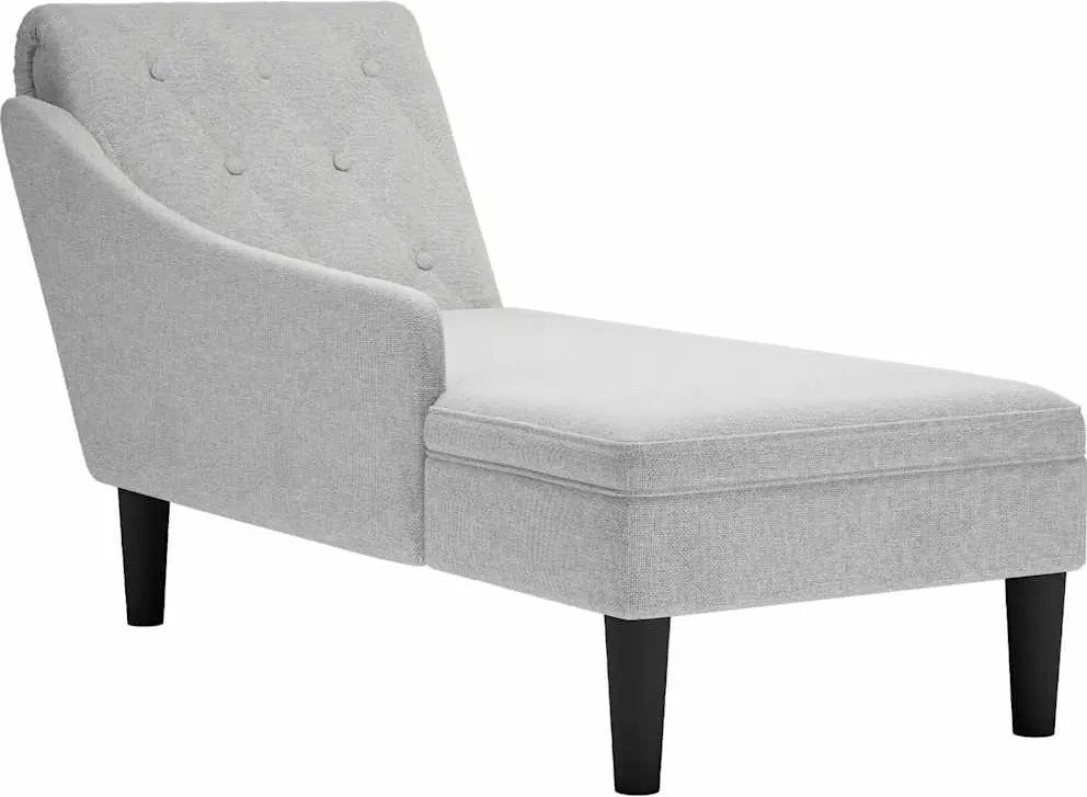vidaXL Șezlong cu pernă și cotieră dreaptă, gri nor, textil