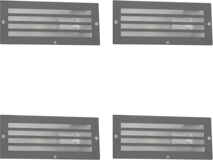 Set de 4 spoturi încastrate moderne gri închis IP44 - Hurricane