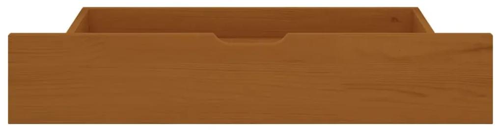 Cadru de pat cu 2 sertare maro miere 140x200 cm lemn masiv pin maro miere, 140 x 200 cm, 2 Sertare