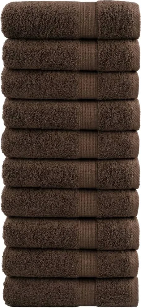 vidaXL Prosoape de duș premium, SOLUND 10 buc maro 70x140cm 600 gsm