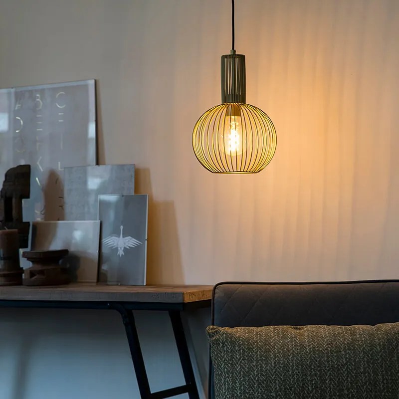 Lampă pendant de design aurie - Wire Whisk