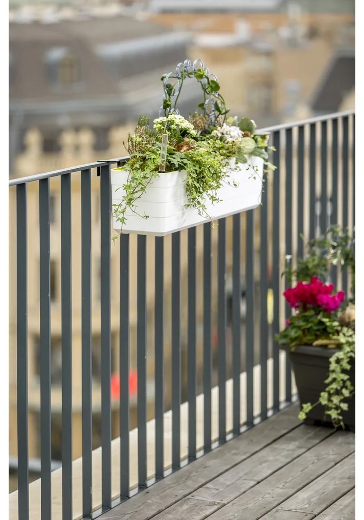 Ghiveci cu auto-irigare Plastia Berberis 60, alb +verde, 60 cm