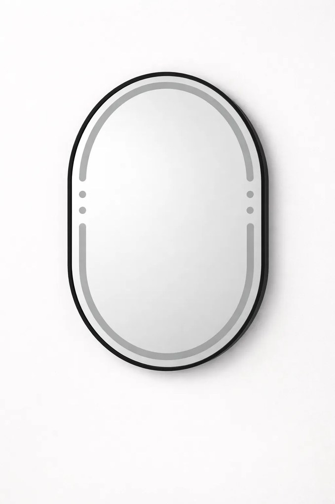 Oglinda LED 608 60x80 cm rama aluminiu neagra