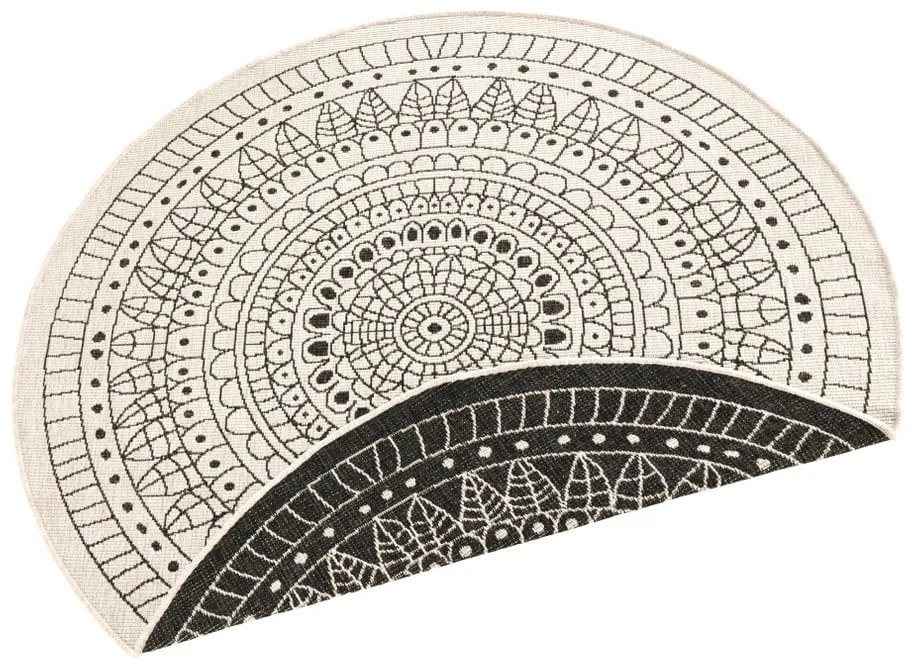 Covor adecvat pentru exterior NORTHRUGS Porto, Ø 200 cm, negru - crem