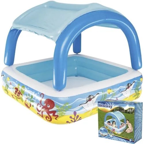 Piscina gonflabila pentru copii cu acoperis - 140 x 140 x 114 cm