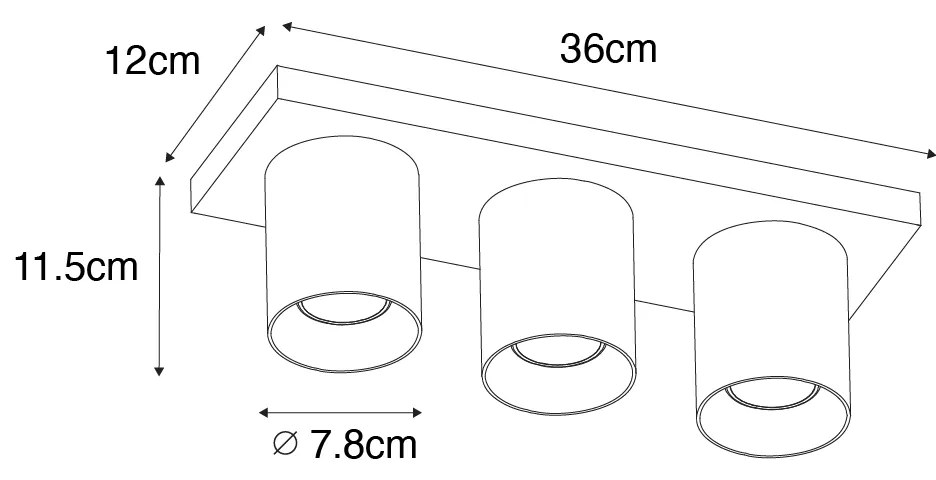 Plafonieră modernă cu spoturi albe cu 3 lumini - Tubo