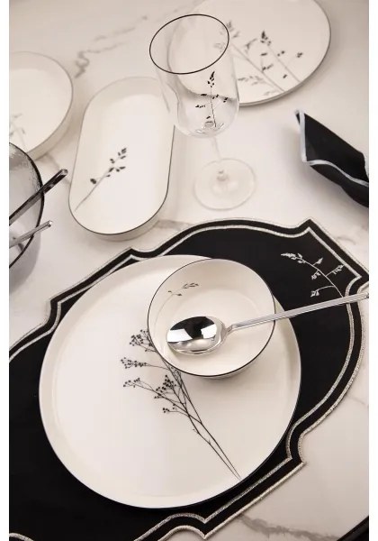 Set de veselă 27 piese din porțelan, alb/negru