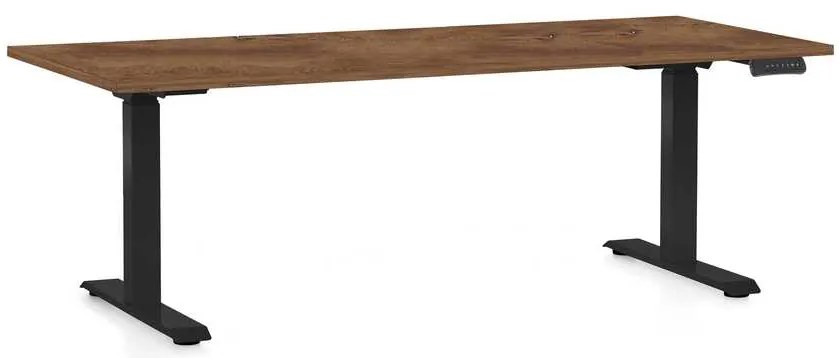 Masă înălțime reglabilă OfficeTech C, 180 x 80 cm, picioare negre, stejar silverjack