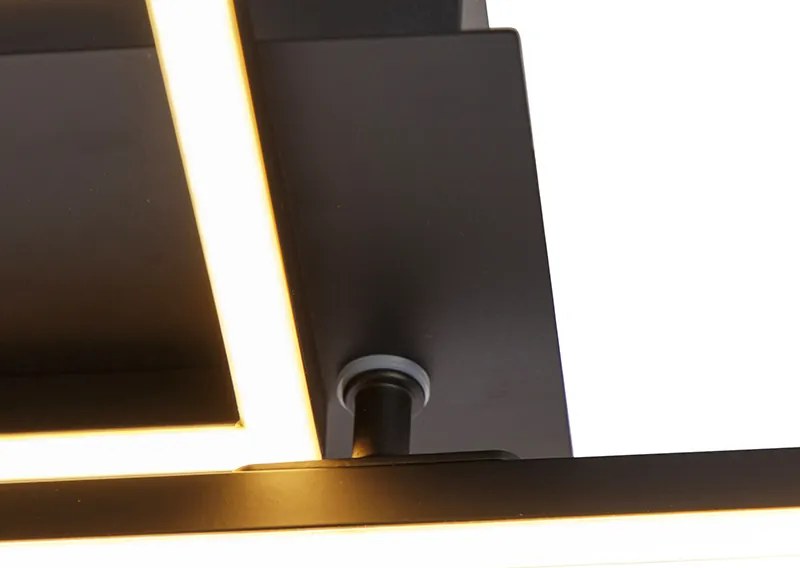 Plafoniera alungită neagră cu dimmer în 3 trepte - Plazas Novo