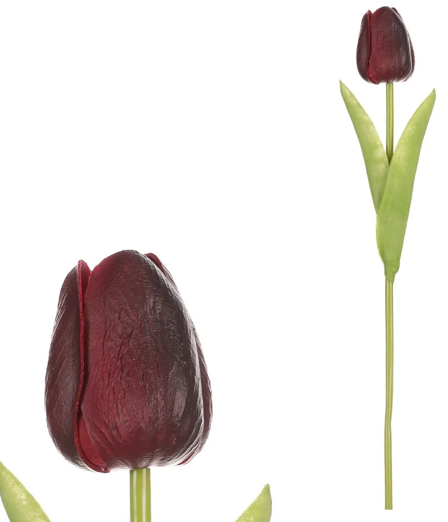 Tulipă artificială din spumă mini, roșu închis, 5x 5 x 34 cm