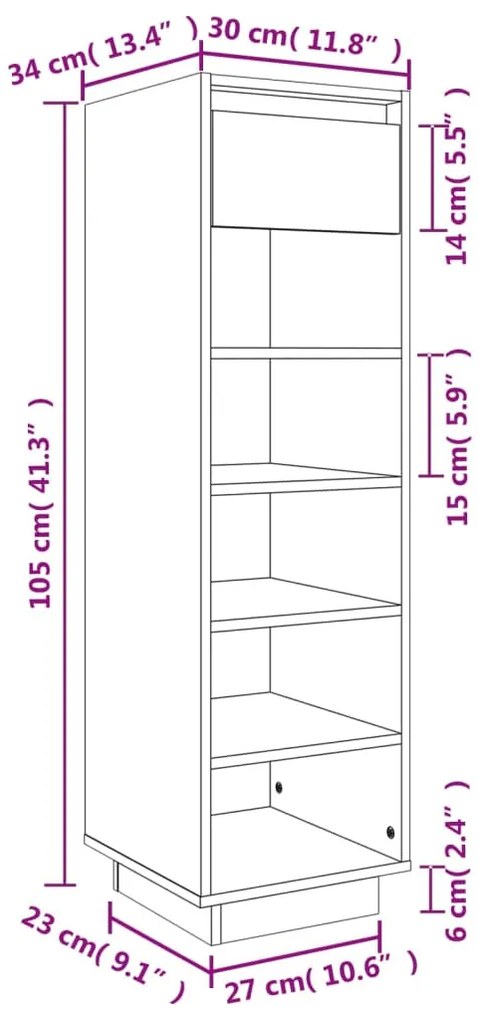 Pantofar, 34x30x105 cm, lemn masiv de pin Maro, 1, Maro, Maro