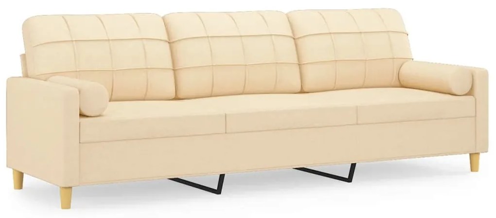 3152937 vidaXL Canapea cu 3 locuri cu perne&pernuțe crem 210 cm textil