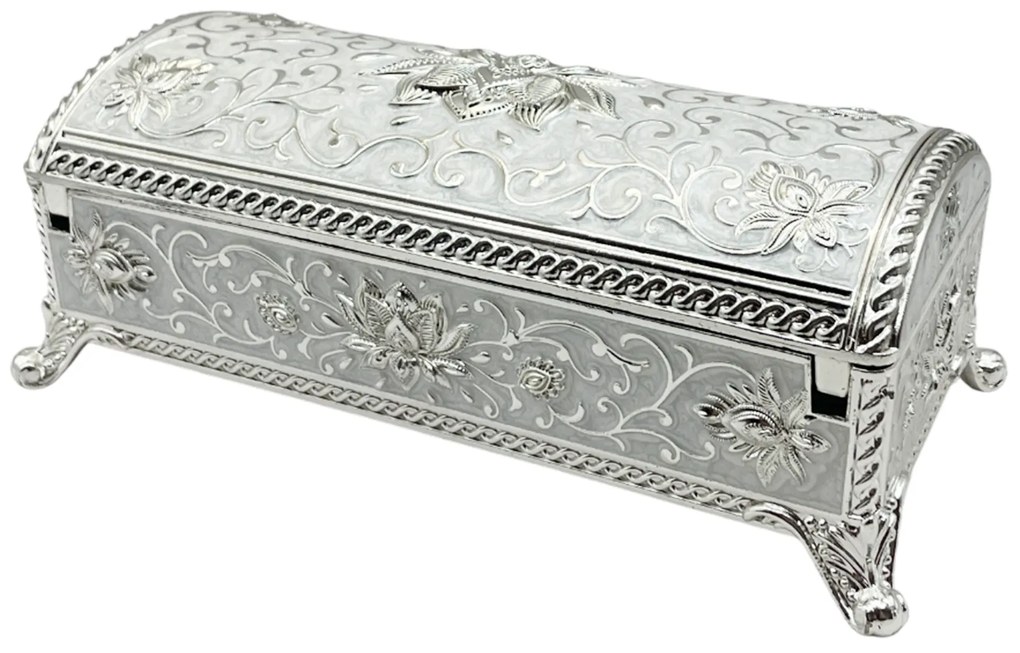 Caseta bijuterii argintata ROYAL, 18x8x6cm