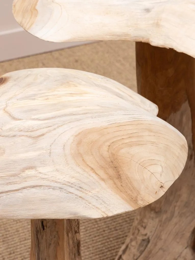 Set 3 ciuperci decorative din lemn de tec, "Sylve"