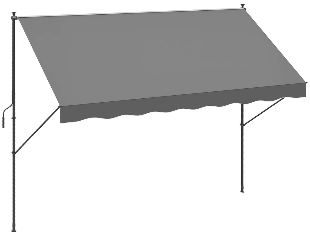 Outsunny Parasolar Manual Retractabil 300x175x210-310 cm Ajustabil cu Manivela Protectie Solara UV40+ pentru Balcon Terasa Gri | Aosom Romania