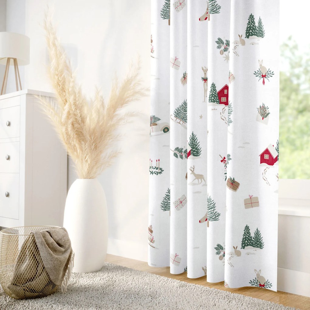 Goldea draperie de crăciun din 100% bumbac - crăciun tradițional 280x150 cm