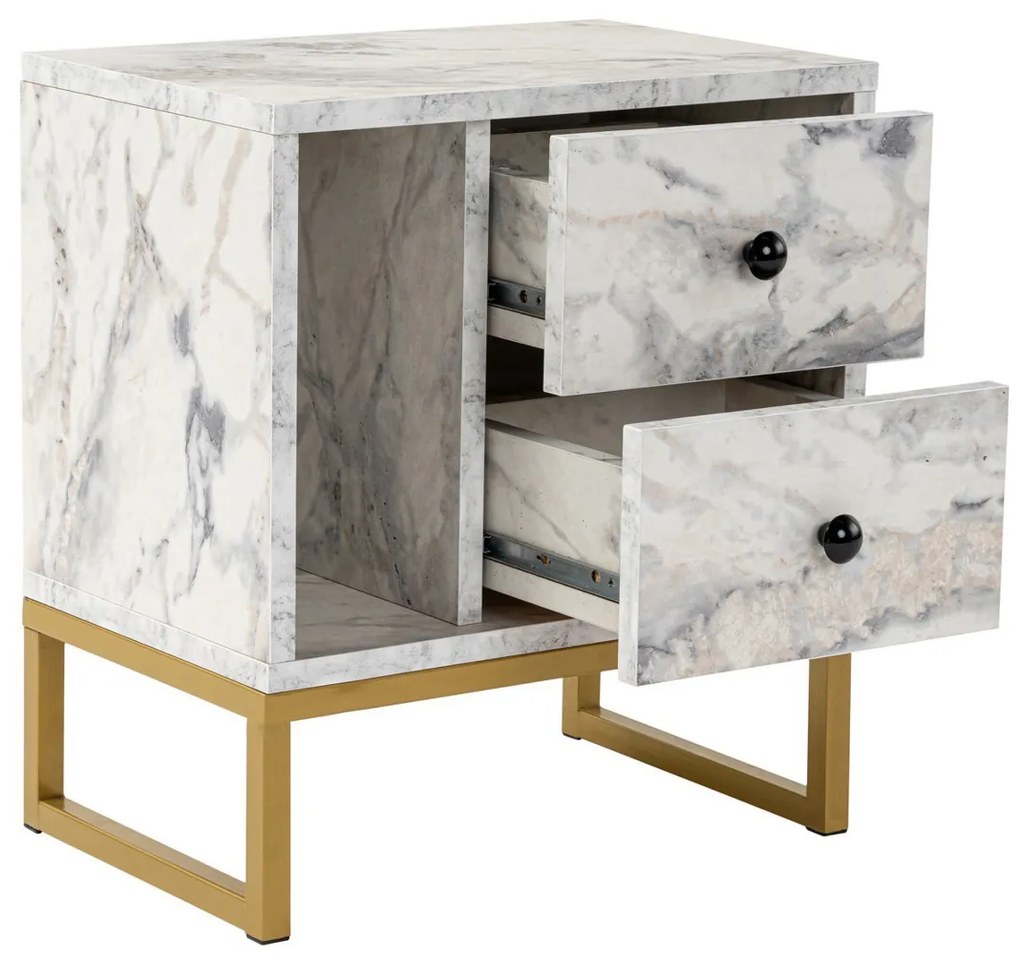 Măsuță de noptieră Glimmer Fressia Marble Gold