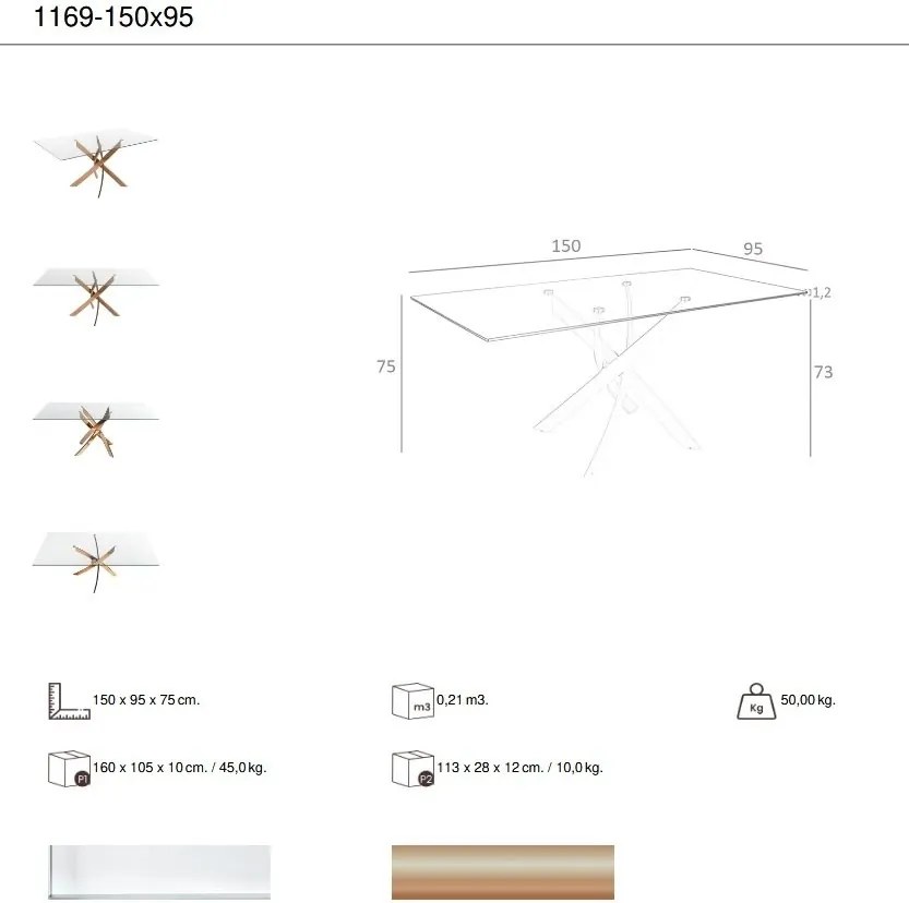 Masa dreptunghiulara design modern Veola auriu roze 150x95cm