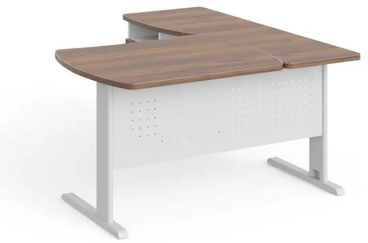 Statie de lucru de colt Manager 140 x 160 cm, stânga, nuca warmia / alb
