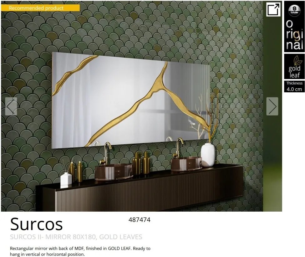 Oglinda de perete mare design decorativ Surcos auriu 180x80cm