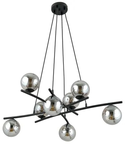 Lustră pe cablu ESSA 8xE14/10W/230V negru/fumuriu