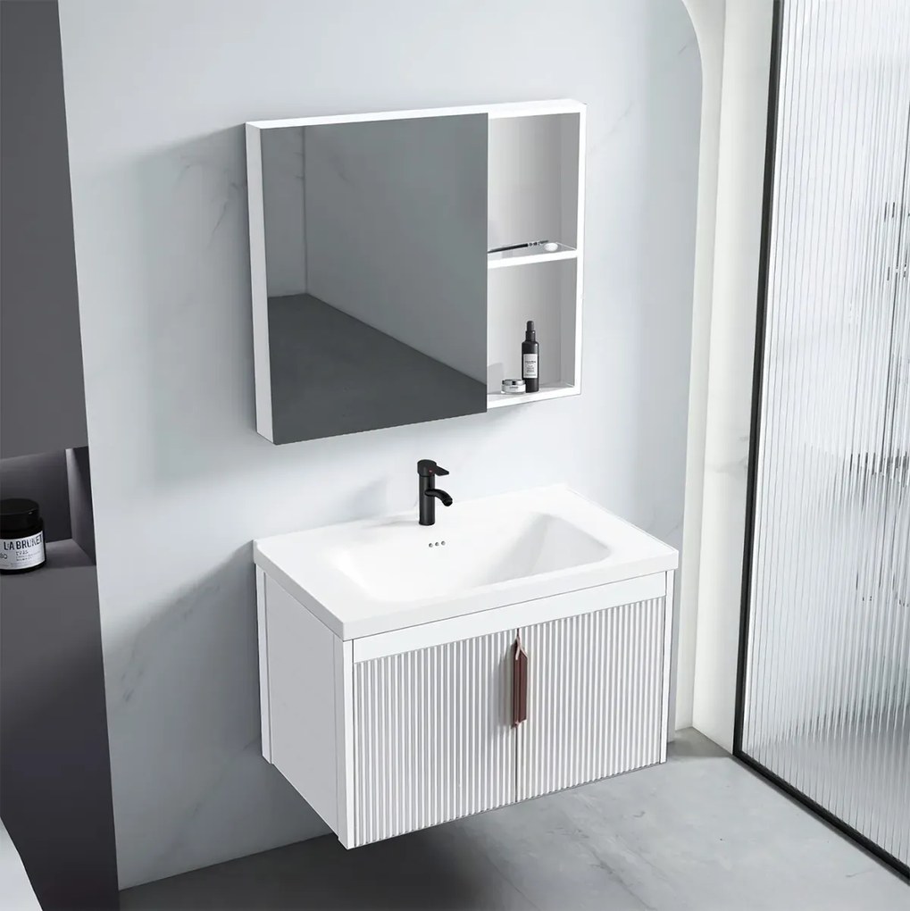 Set mobilier de baie cu lavoar Astor 60 cm Alb
