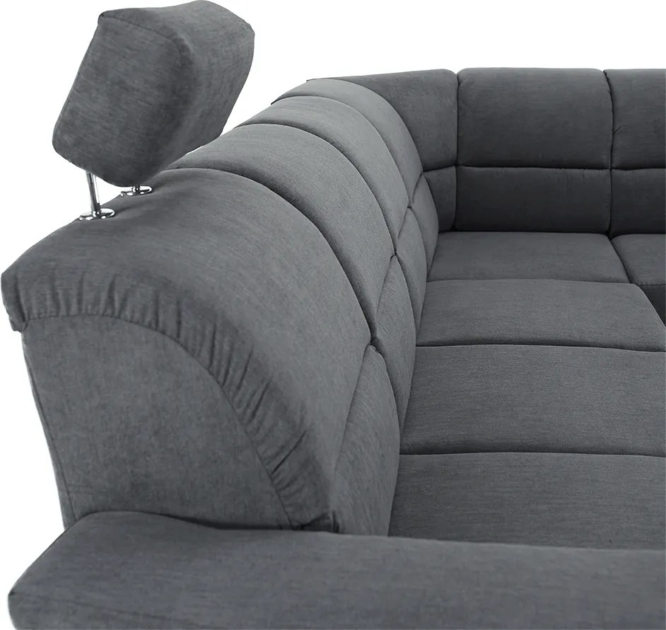 Colţar extensibil, material textil gri, model dreapta, SANTIAGO