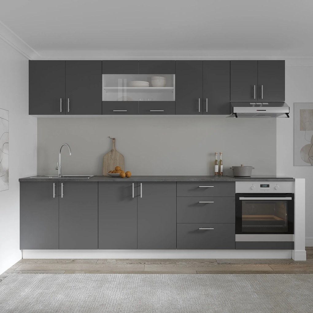 Corp Superior Karo, 2 Usi, cu sticla, Antracit/Alb, 80 x 30 x 60 cm